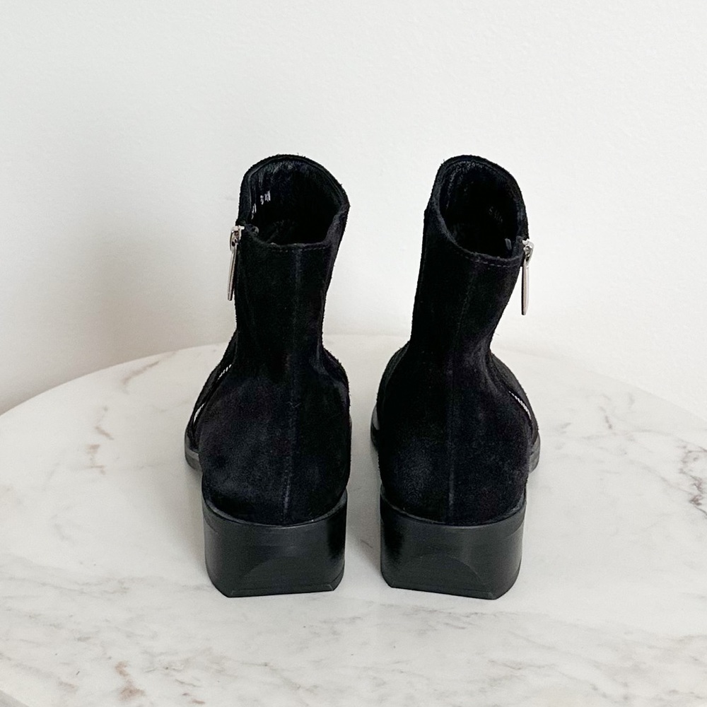 Aquatalia NEW Geanna Black Suede Block Heel Bootie Size 6.5 - Picture 6 of 7